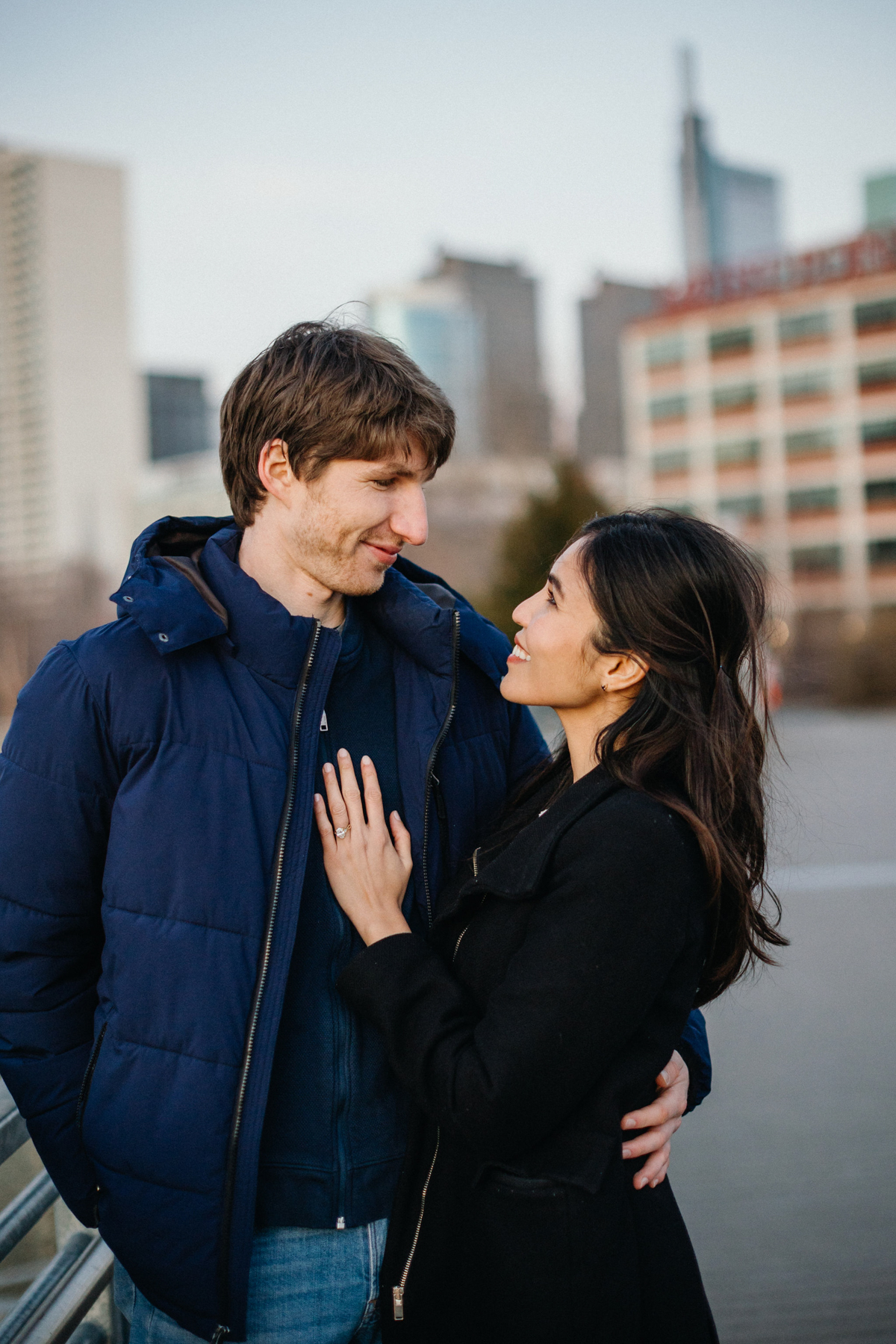 Philadelphia engagement photographer capturing couple in lush neighborhood