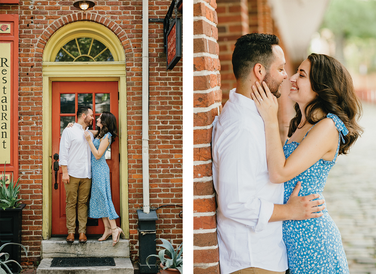 Historic architecture as backdrop in Society Hill engagement photos