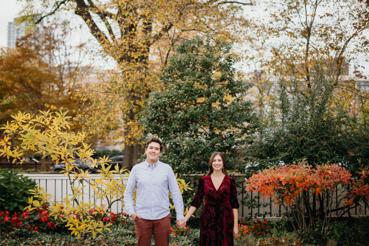 Couple holding hands in Old City during their Philadelphia engagement session