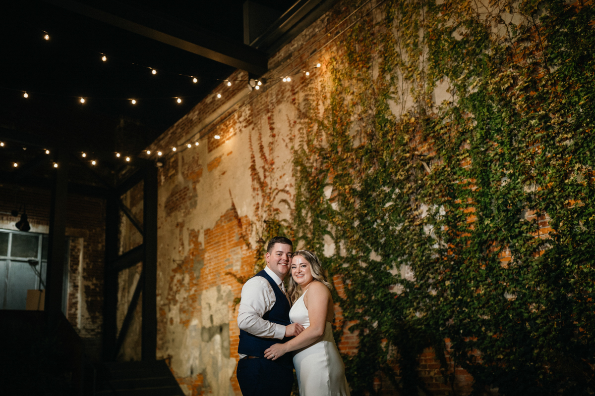 Courtyard portraits at Global Dye Works wedding