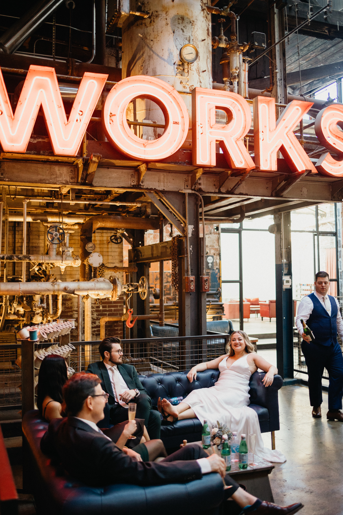 Global Dye Works wedding reception setup with velvet lounge furniture