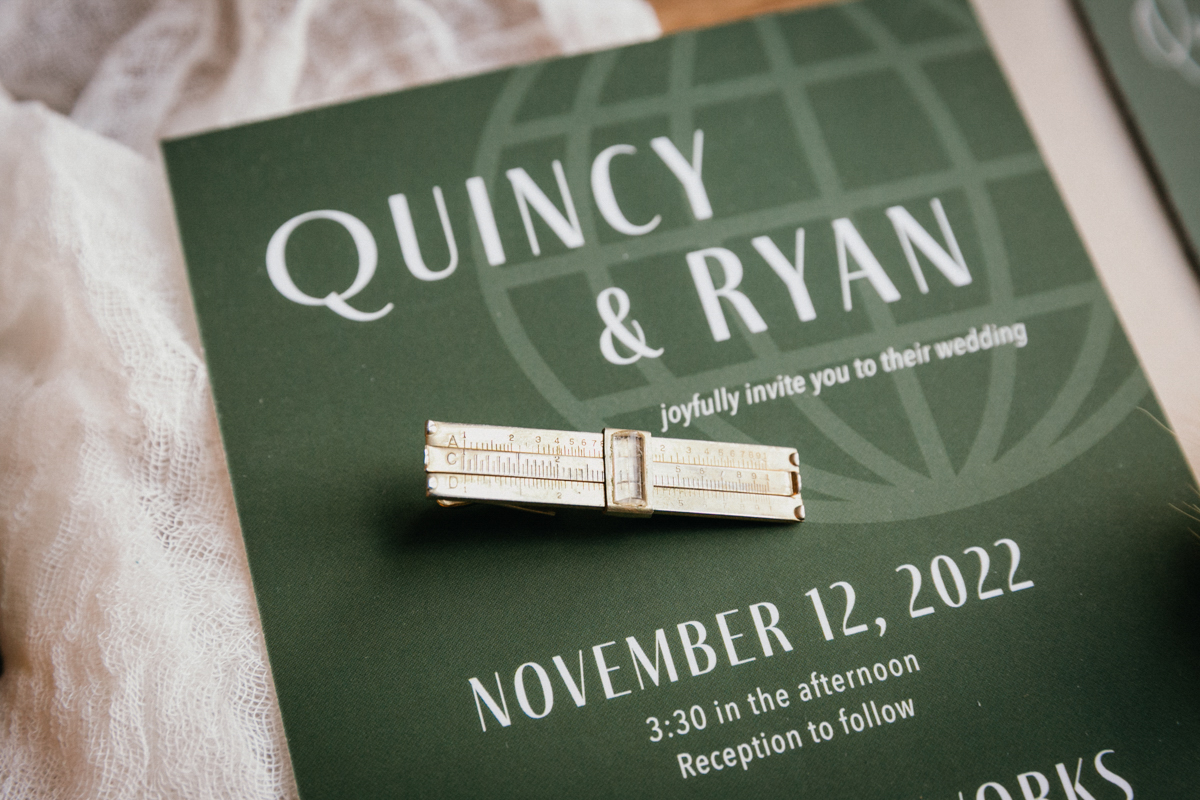 Global green wedding invite suite