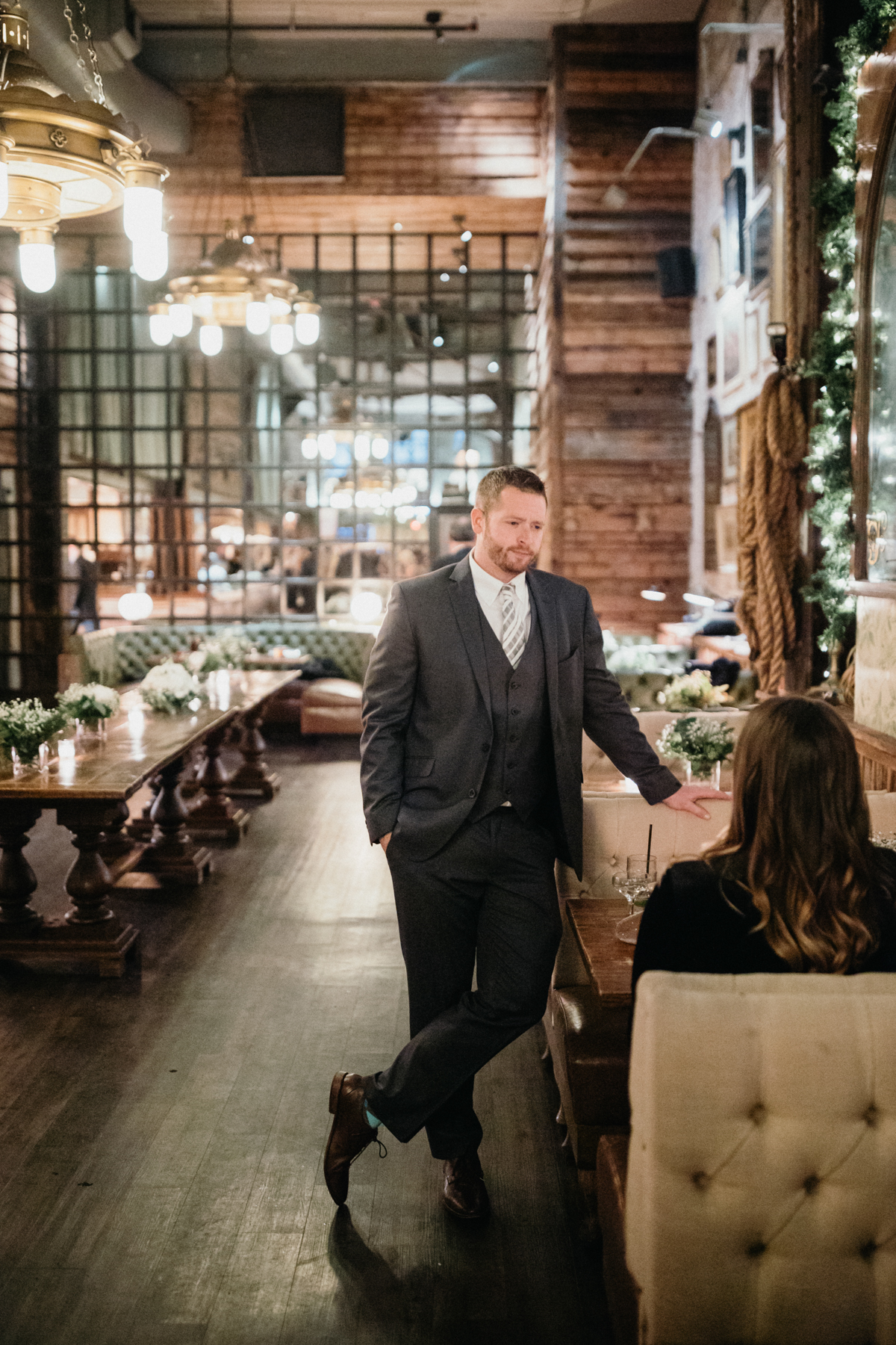 winter restaurant wedding at harp and crown