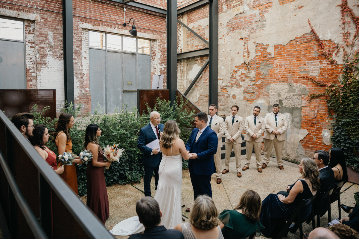 Philly wedding photographer captures vows in back courtyard of Global Dye Works