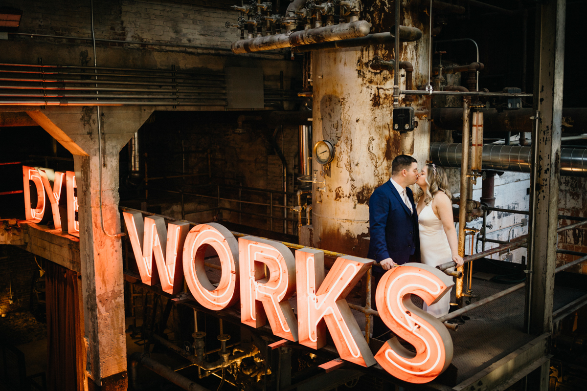 Philadelphia wedding photographer documents quiet moment inside Global Dye Works