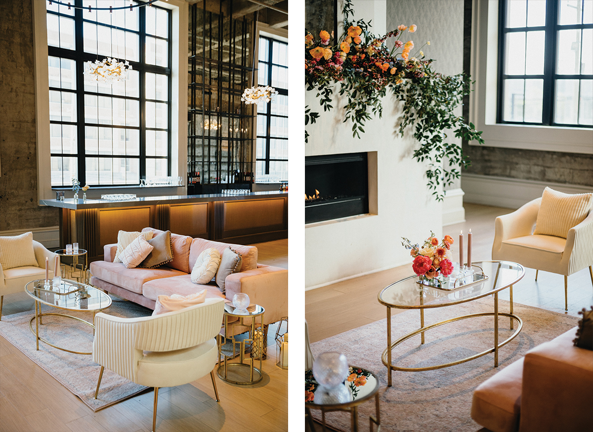 Switch House wedding photo showing natural light through iron windows, waterfront wedding venue in Philadelphia