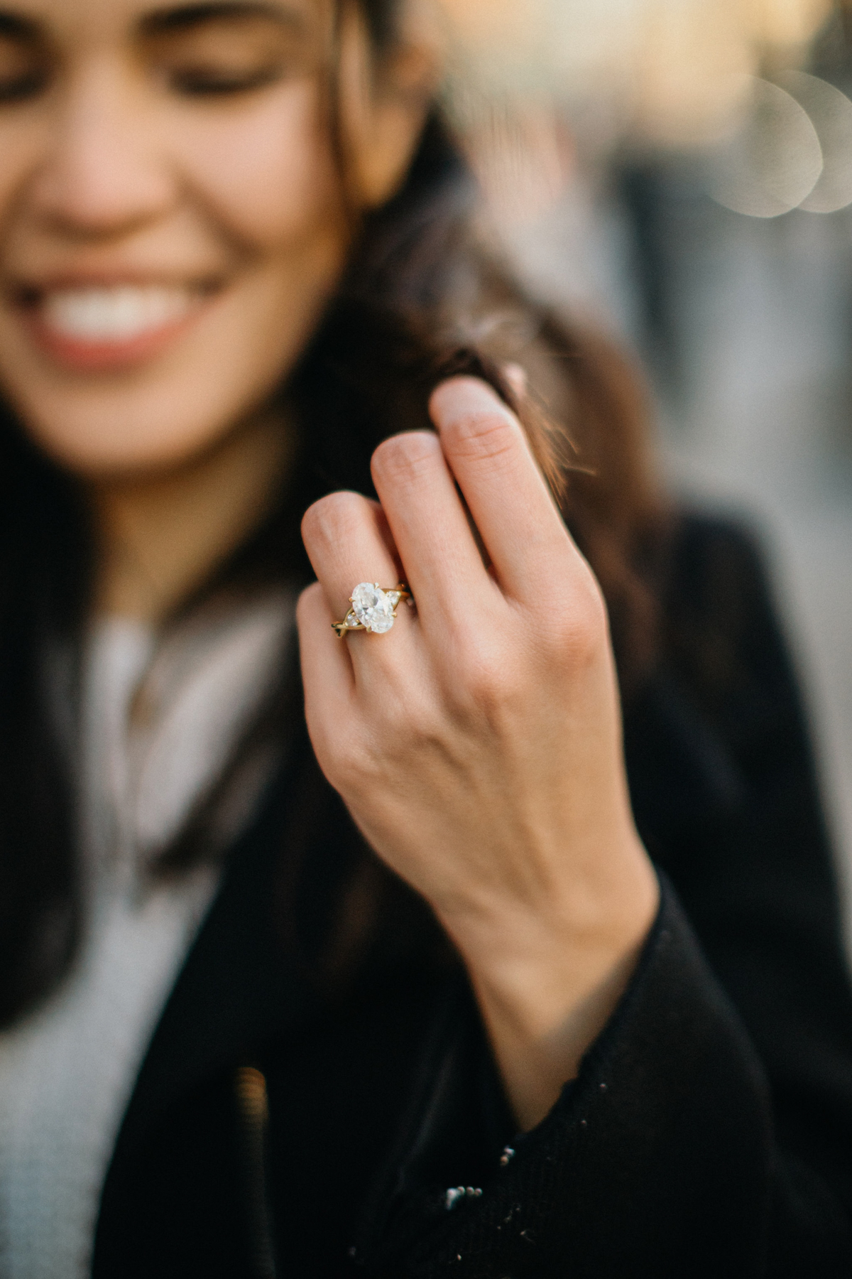 detail photo of ring at philadelphia engagement sesison