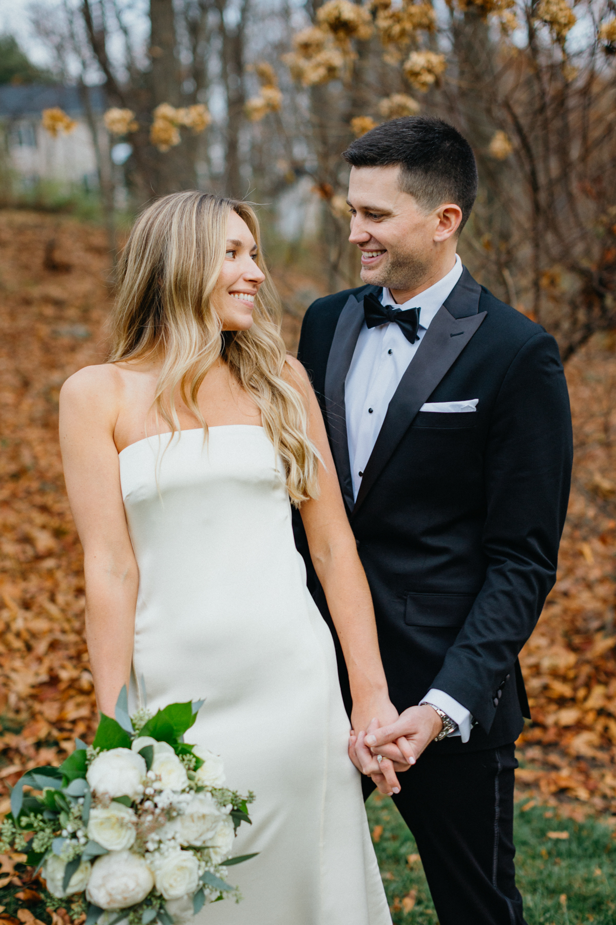 editorial-style portraits before harp and crown wedding