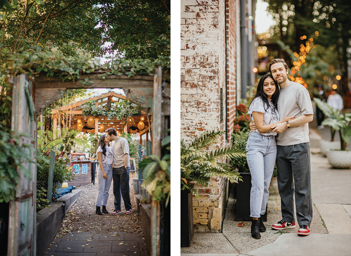 Couple dancing in hidden beer garden in South Philly
