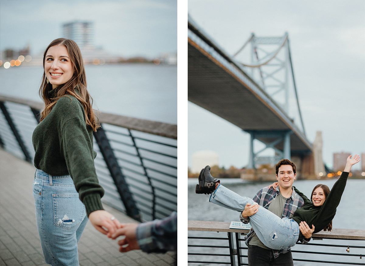 race street pier bridge photos engagement