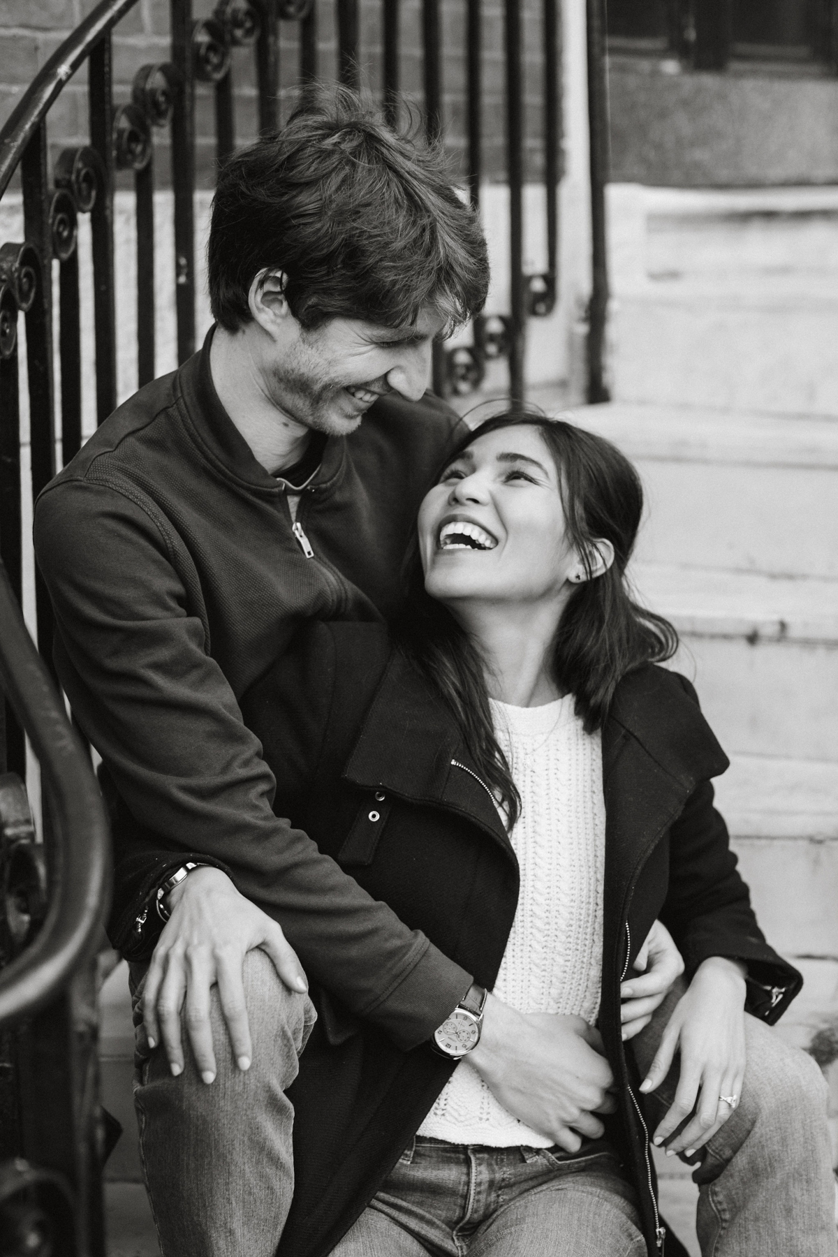 Philadelphia engagement photographer capturing couple near cobblestone streets