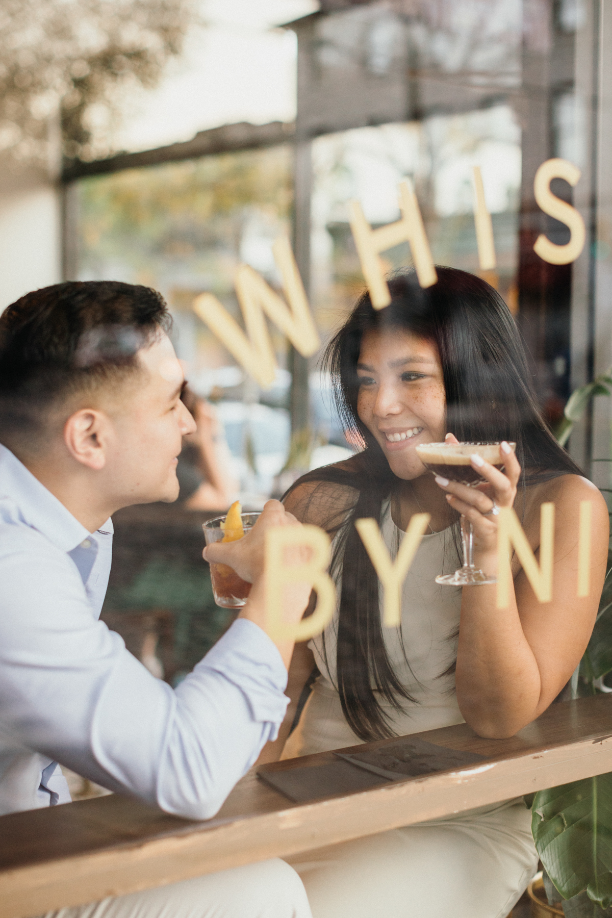 cocktail lounge engagement photos