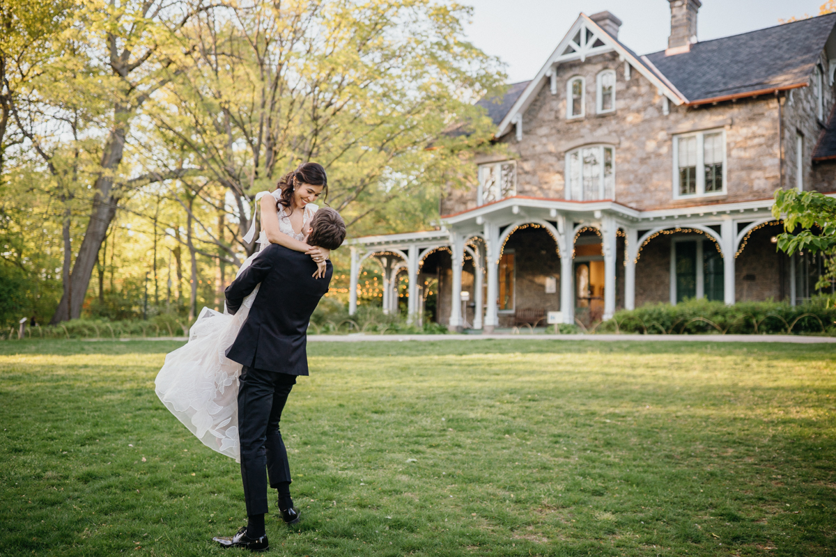 Sunset couple photo at Portico wedding