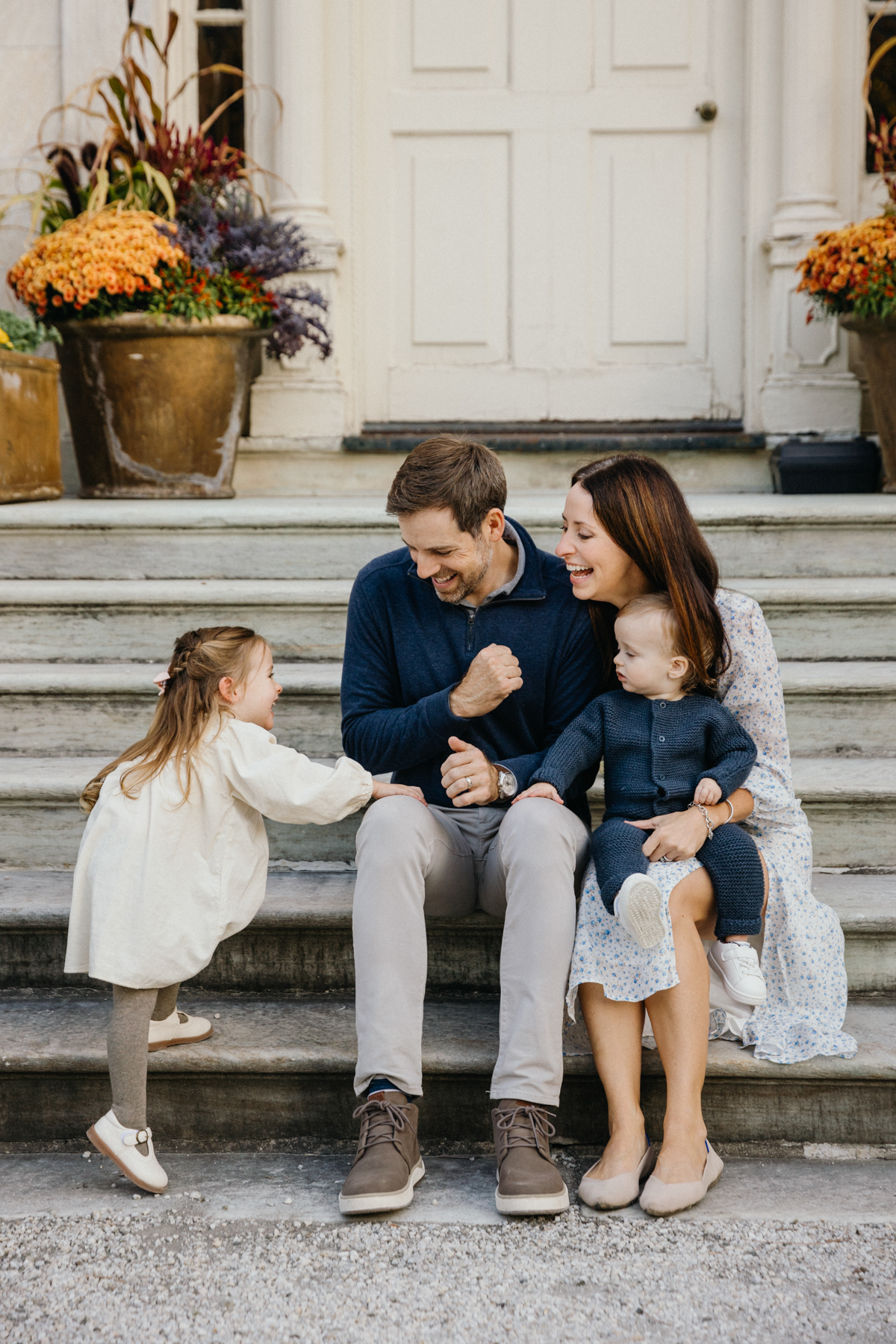Philadelphia family photographer capturing candid fall laughter