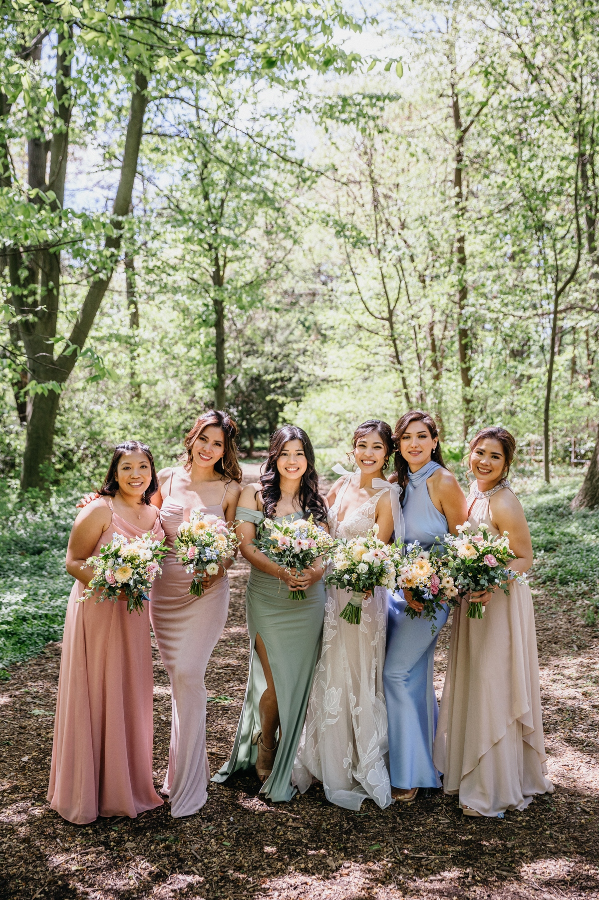 Bridal party at Portico wedding in spring