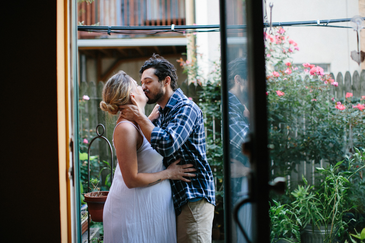 Garden maternity photos in Philadelphia home