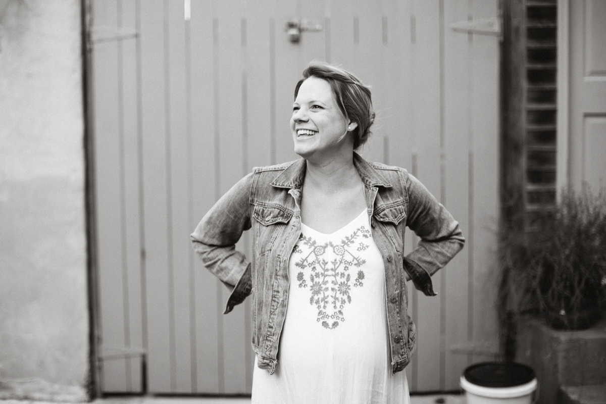 Black and white portrait of expecting mother by Philly photographer