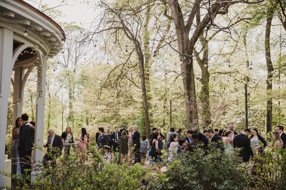 Candid cocktail hour at Awbury Arboretum