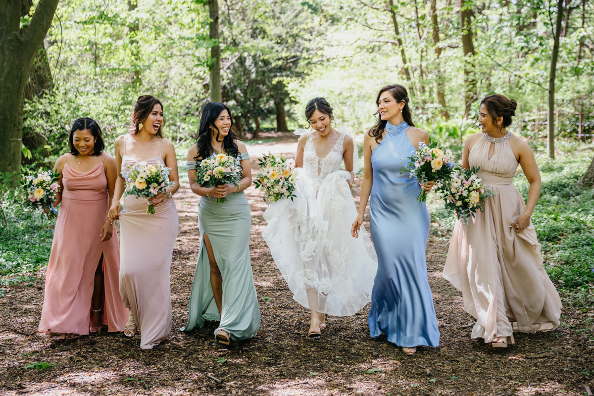 Group photo at garden wedding in Philly
