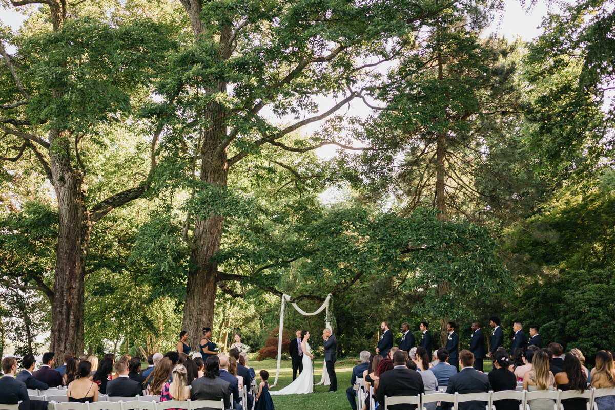 Garden ceremony overlooking the Delaware River at Glen Foerd