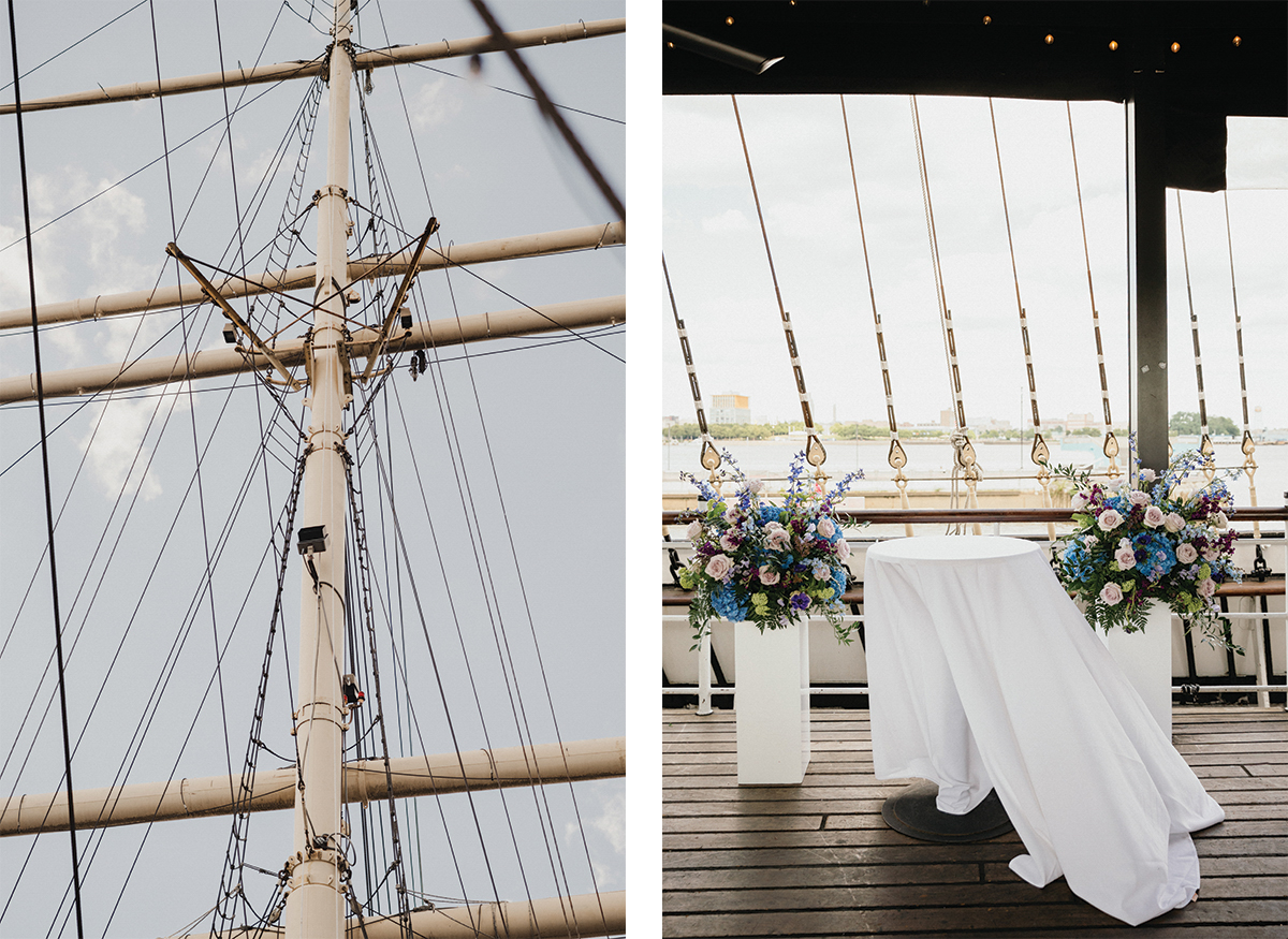 Wedding ceremony on the deck of the Moshulu ship