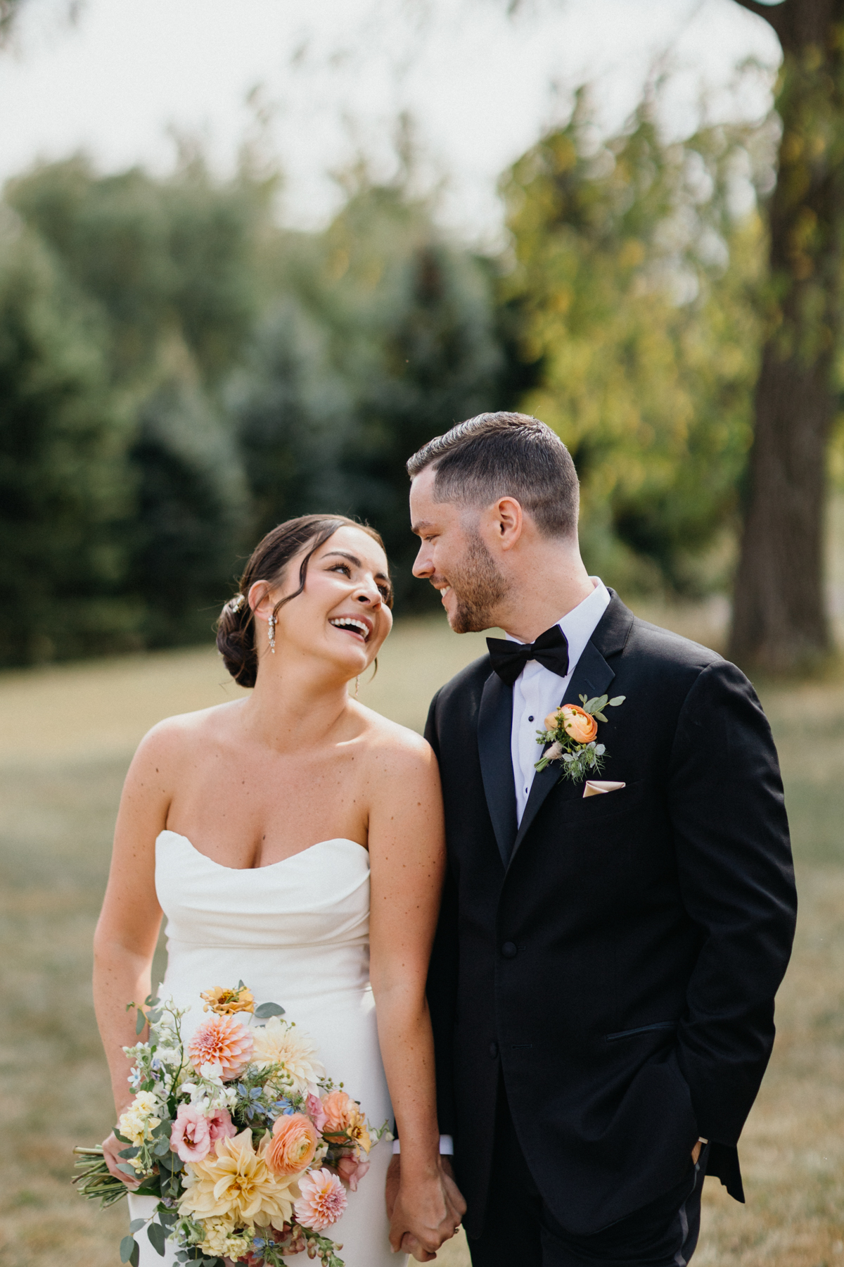 Bride and groom portraits at Terrain Gardens at DelVal wedding