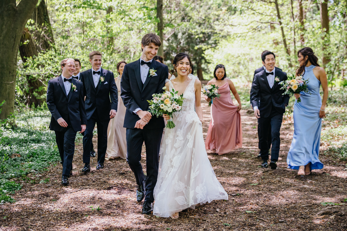 Candid group portrait at Awbury wedding