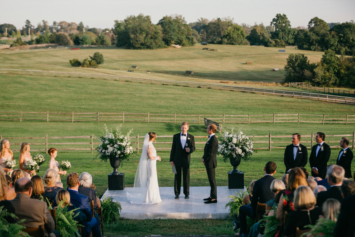 Wide open sky and green hills at Radnor Hunt wedding