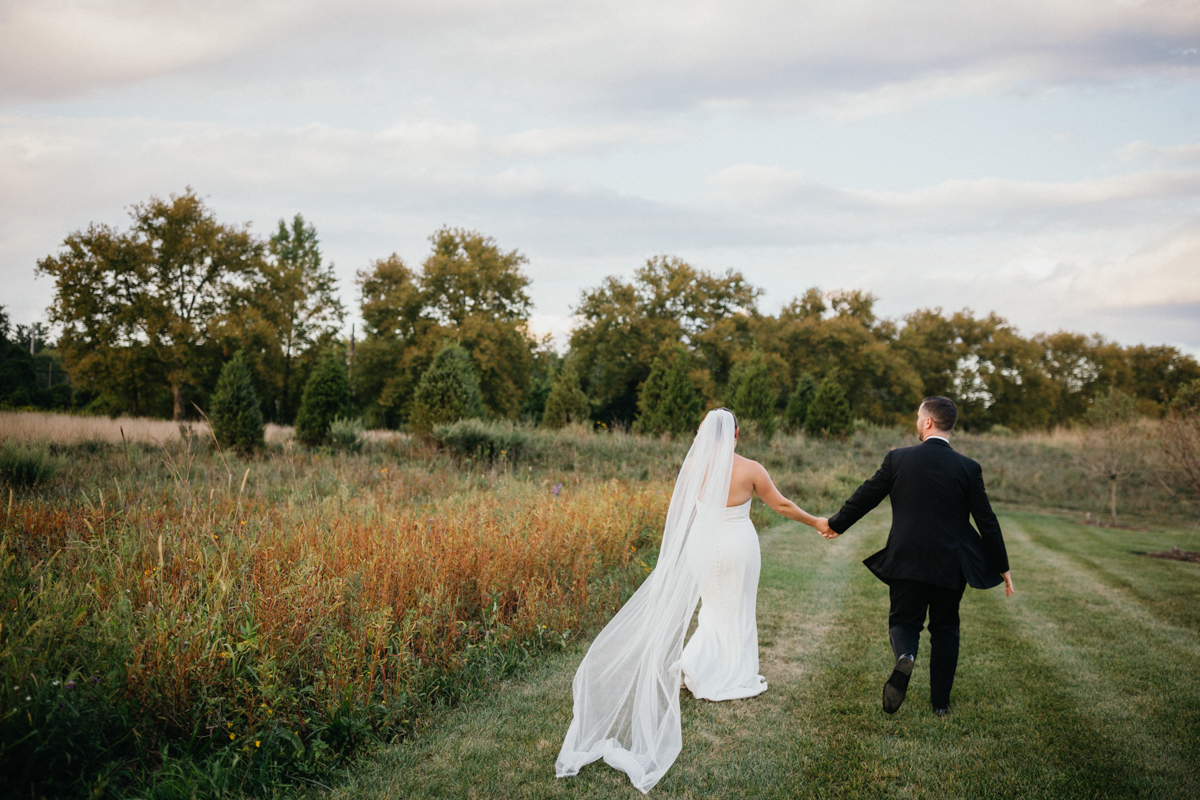 Editorial wedding portraits at Terrain in the orchard