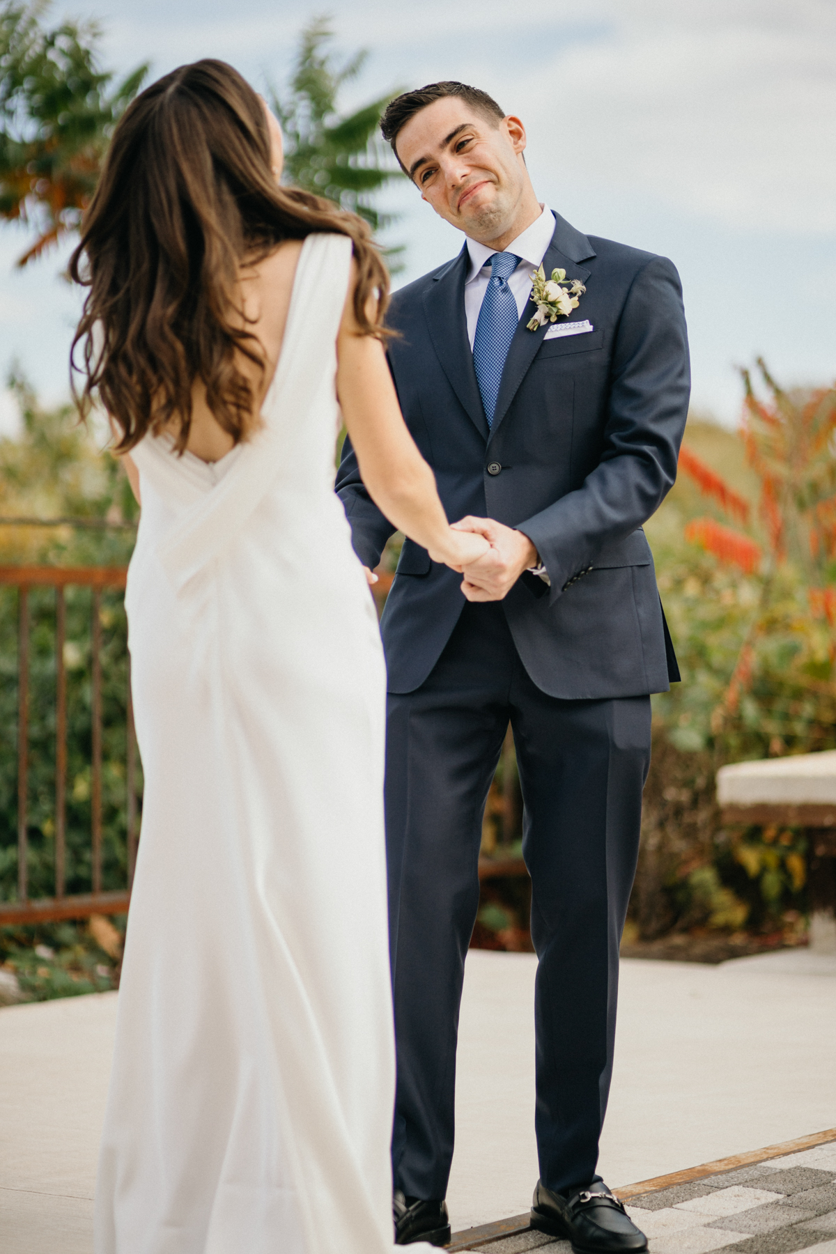 First look moment on the bridge at Pencoyd Landing