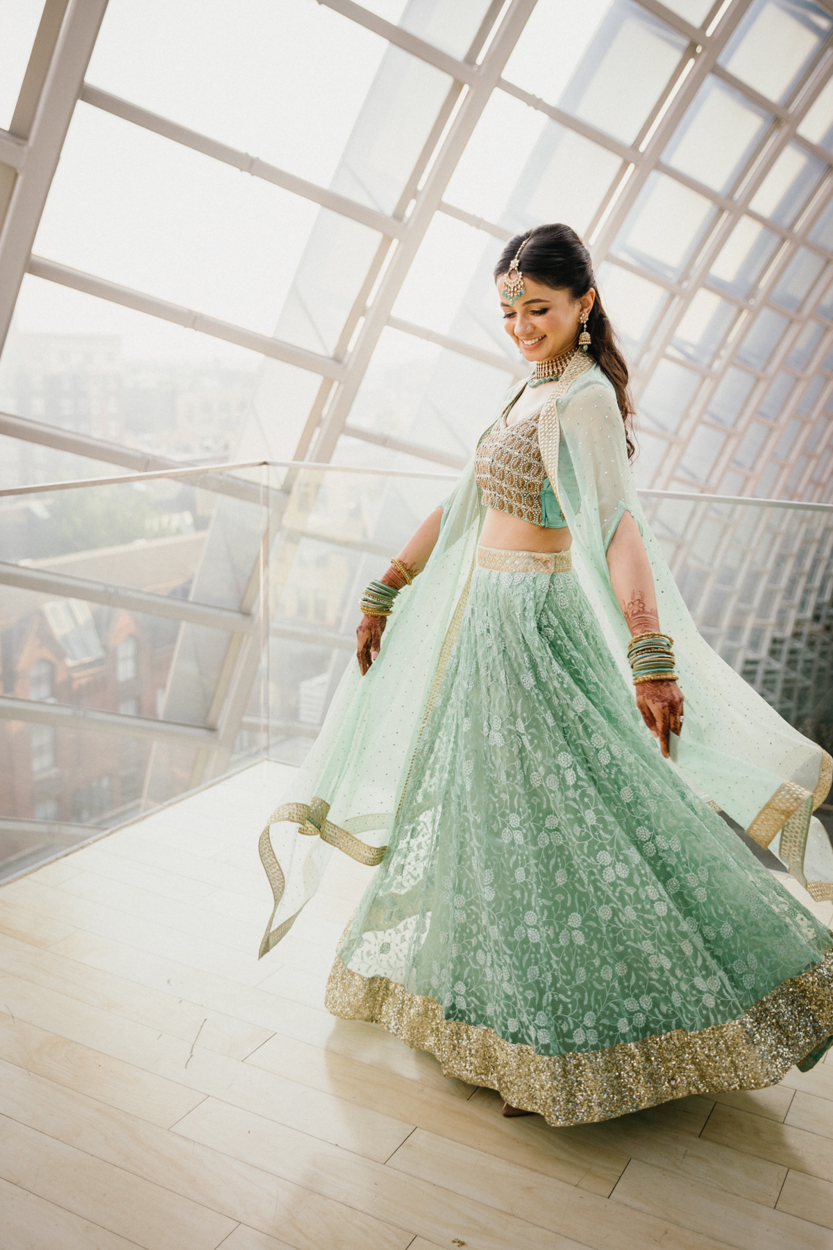 Bride in aqua outfit Philadelphia