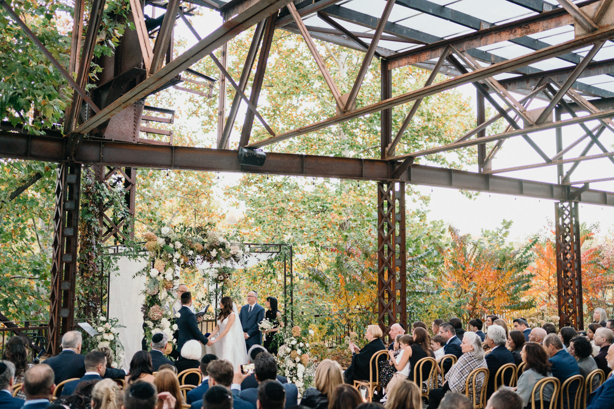 Wide shot of Train Shed ceremony space at Ironworks wedding