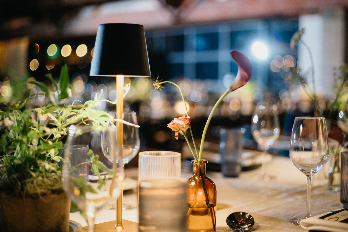 Philadelphia wedding photographer captures crisp table details at Ironworks