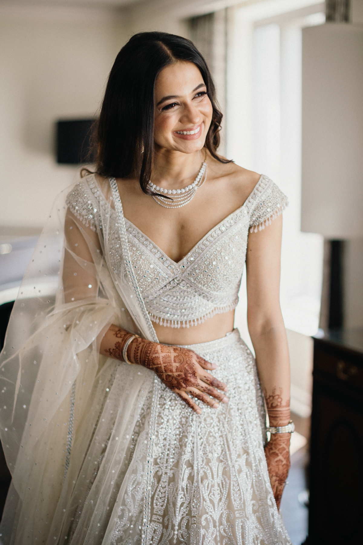 Bride in ivory lehenga PMA
