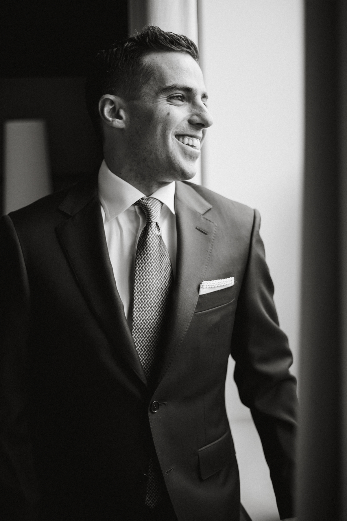 editorial portrait of groom on wedding morning by philly photographer