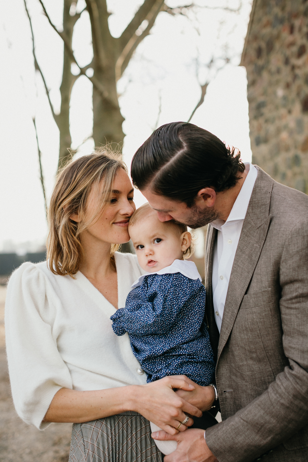 Philly family photographer baby girl in navy scallop dress