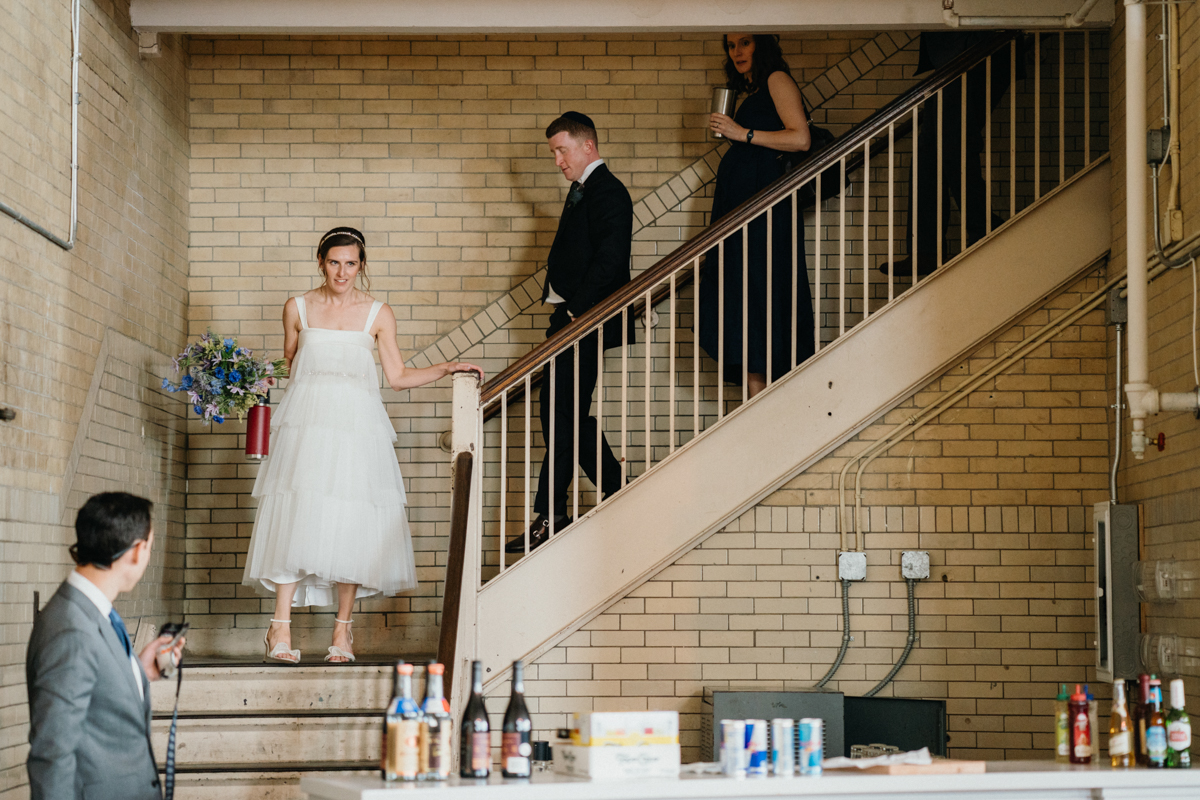 Exposed brick wedding backdrop