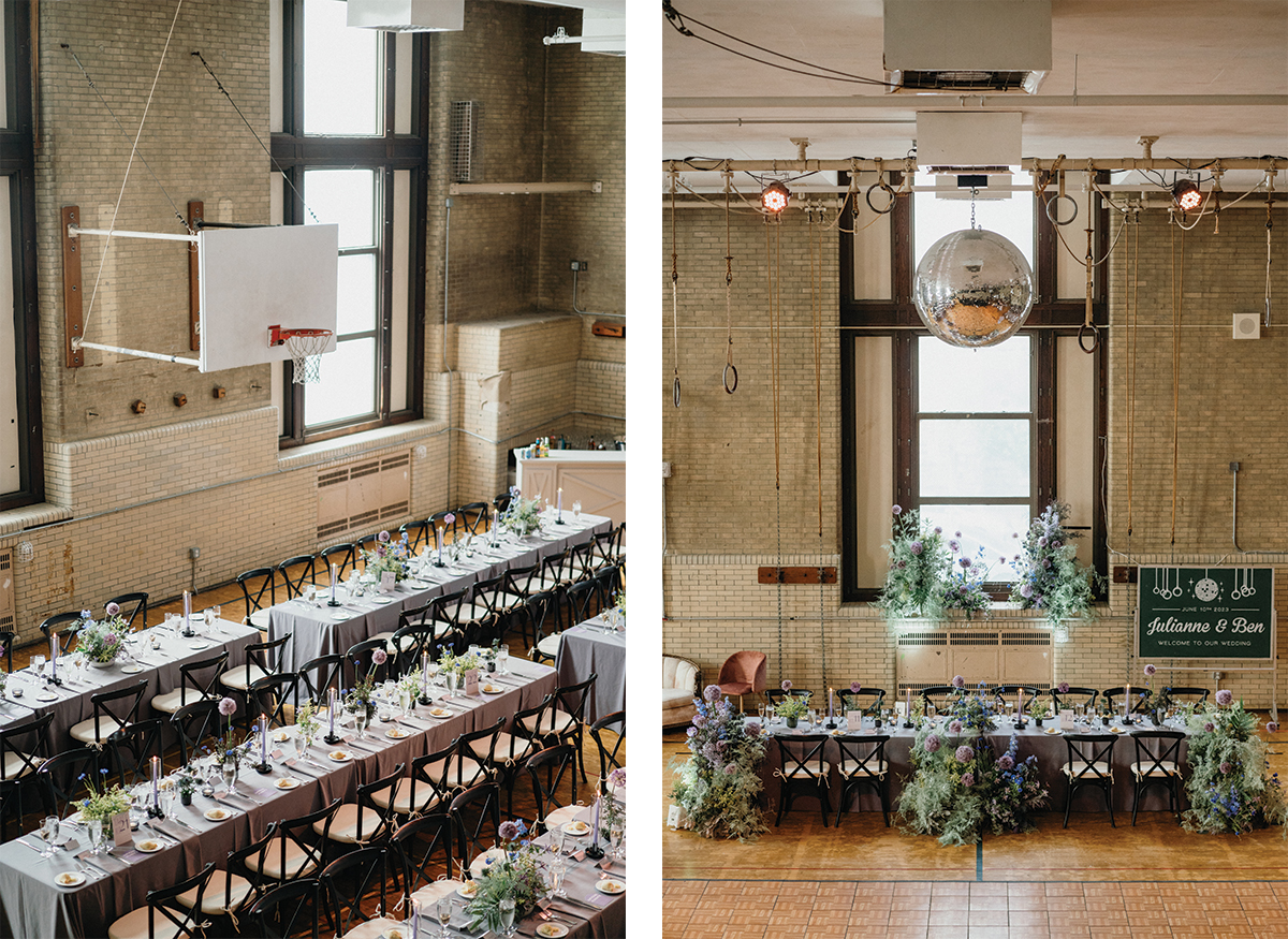 Modern industrial reception setup