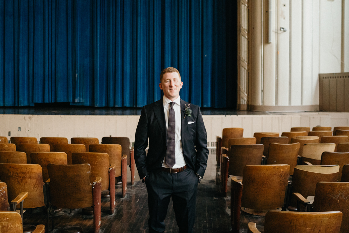City wedding at industrial venue