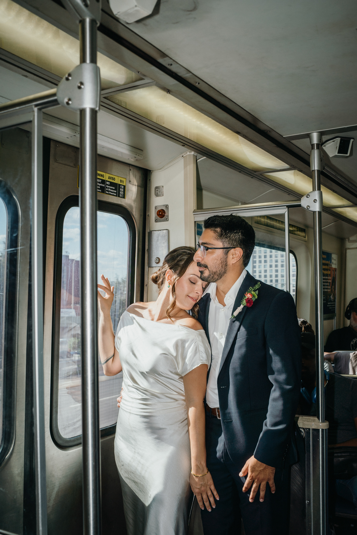 wedding photos on septa bus