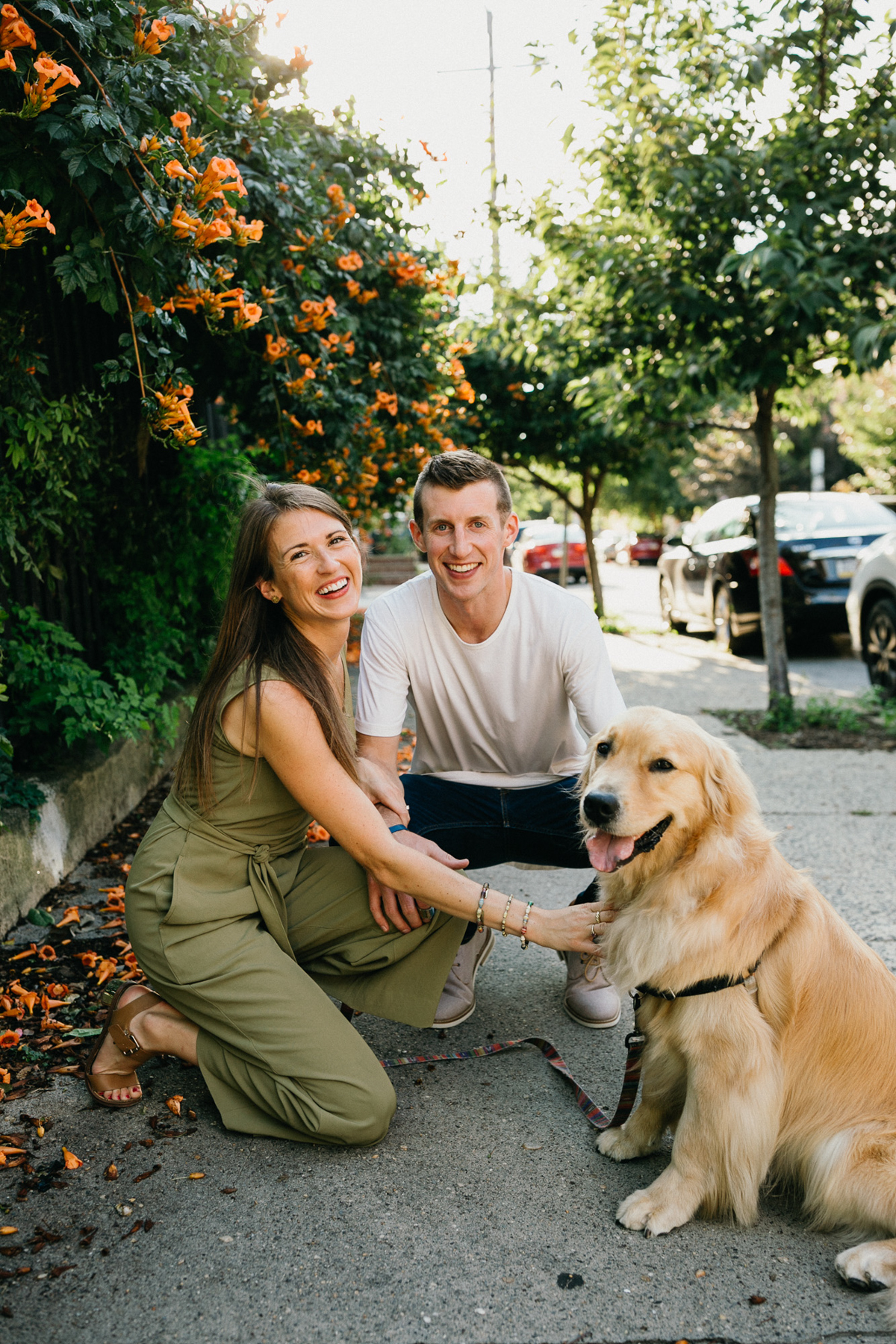 dog in engagement photos