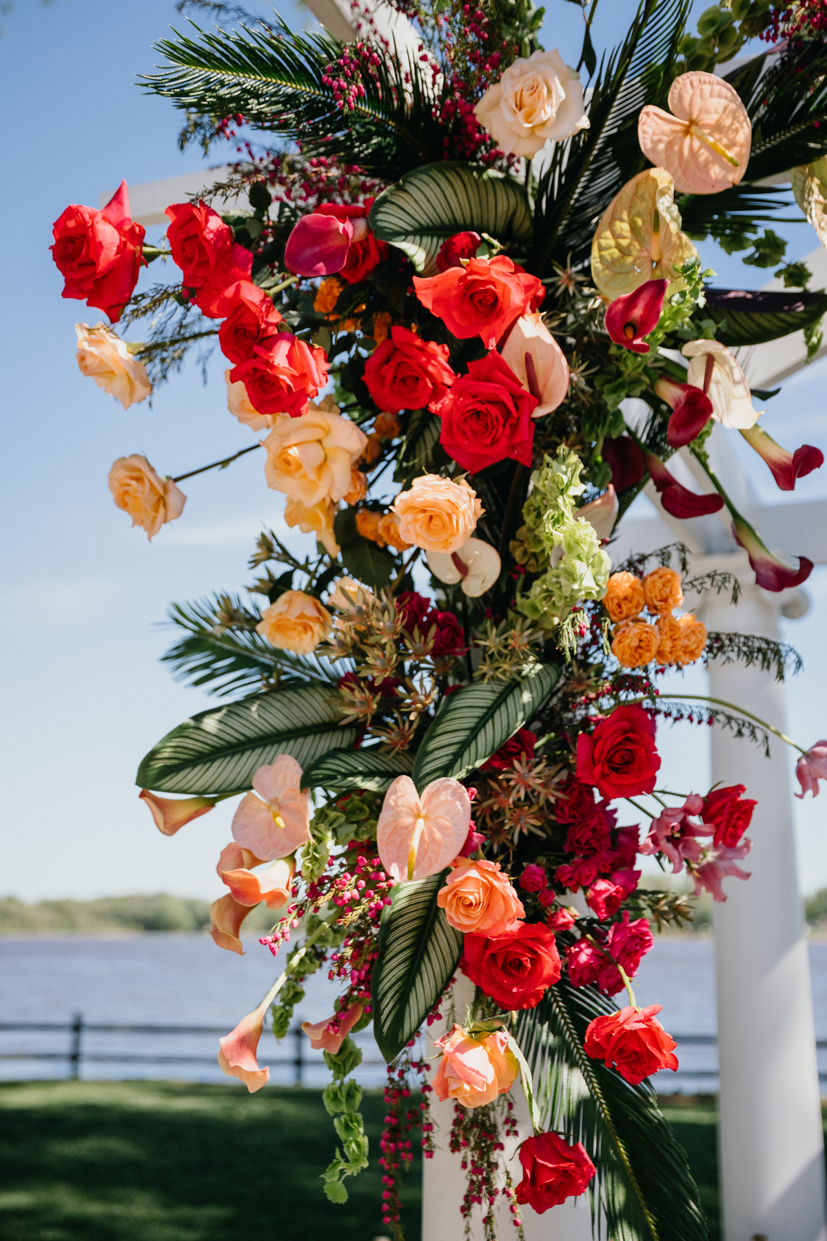 pink tropical wedding flowers