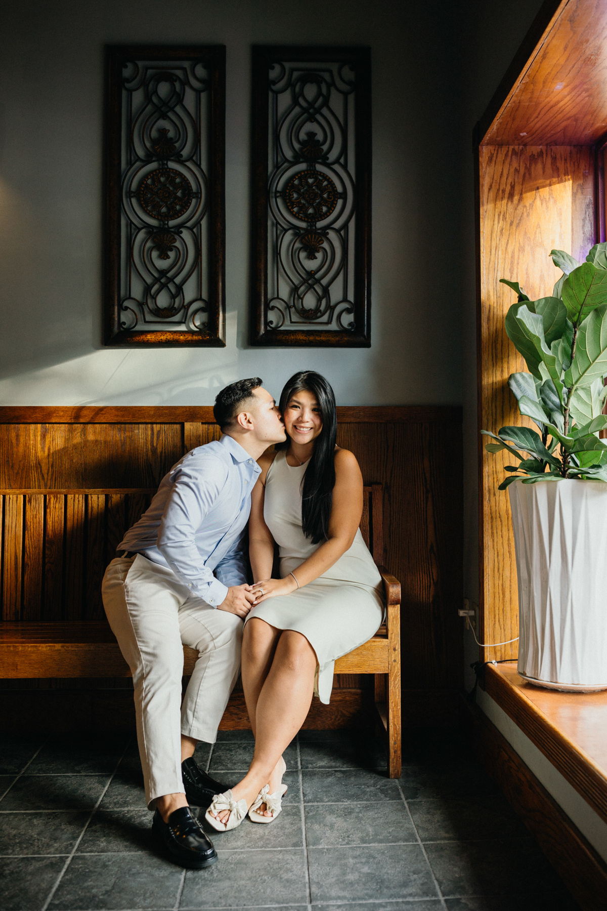 restaurant engagement photo session