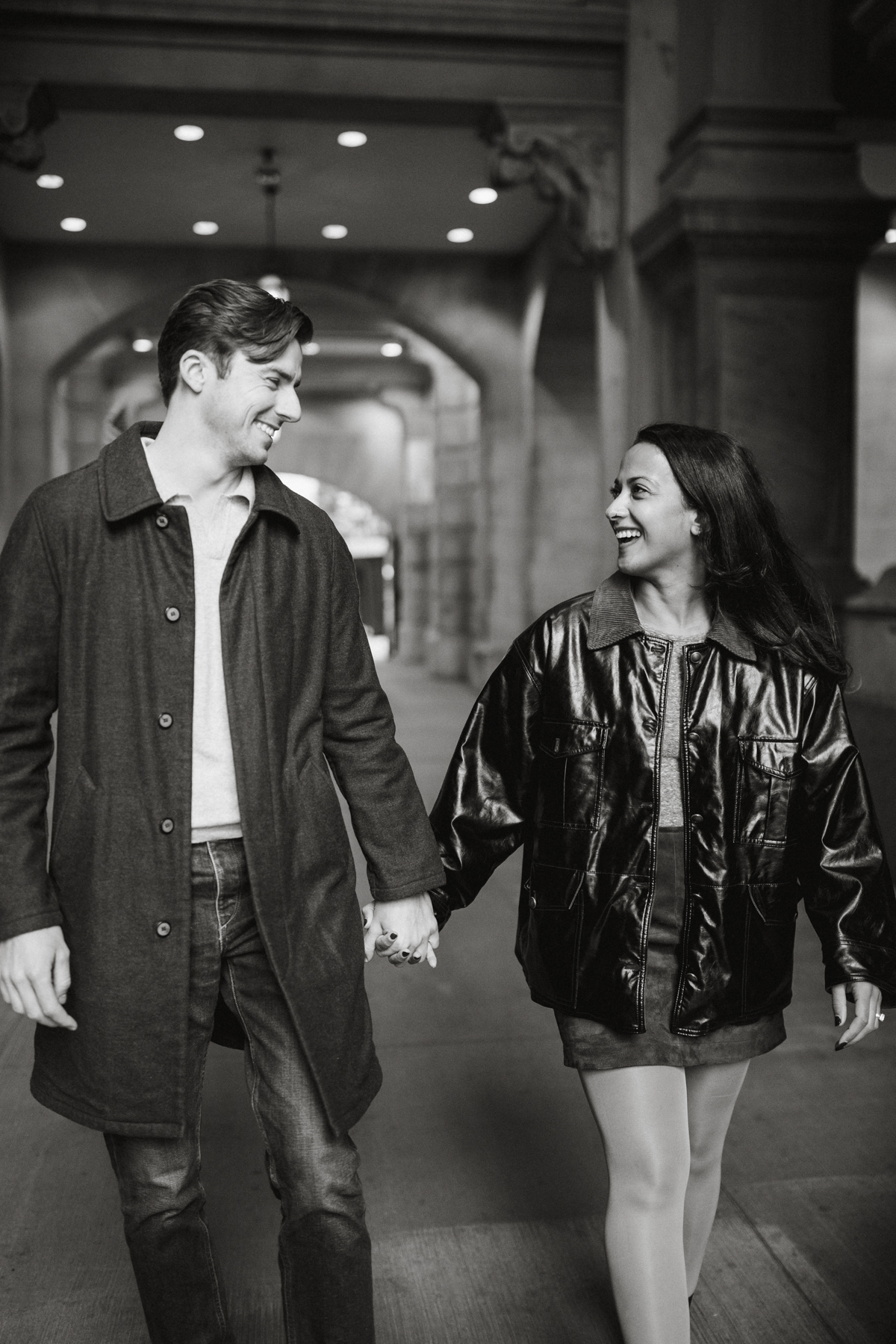 black and white editorial engagement photos city hall