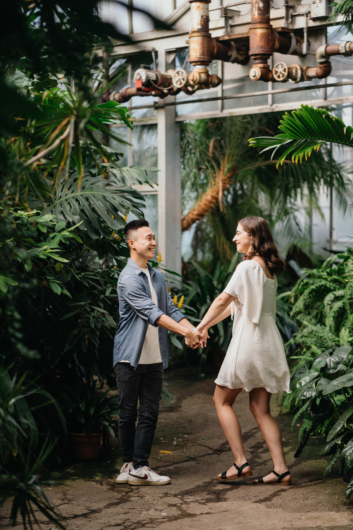 indoor garden engagement photos