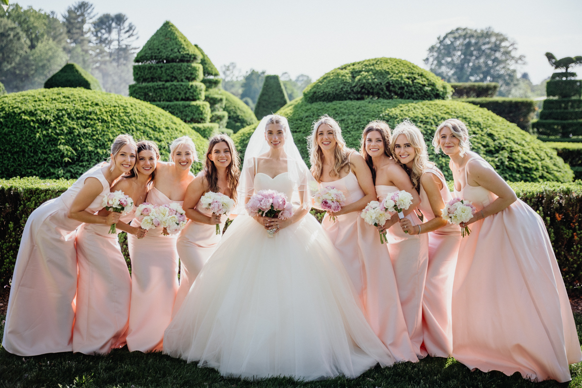 pink longwood gardens wedding
