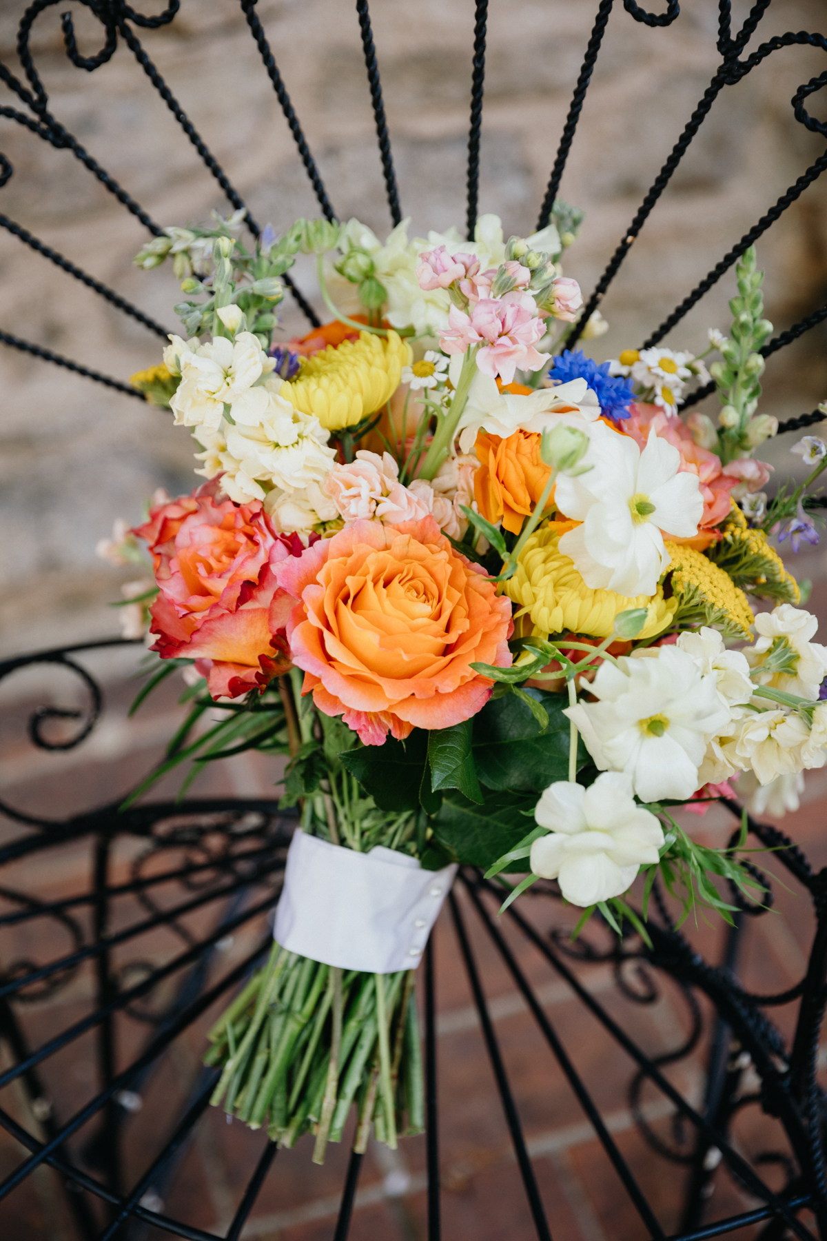colorful spring bouquet garden wedding