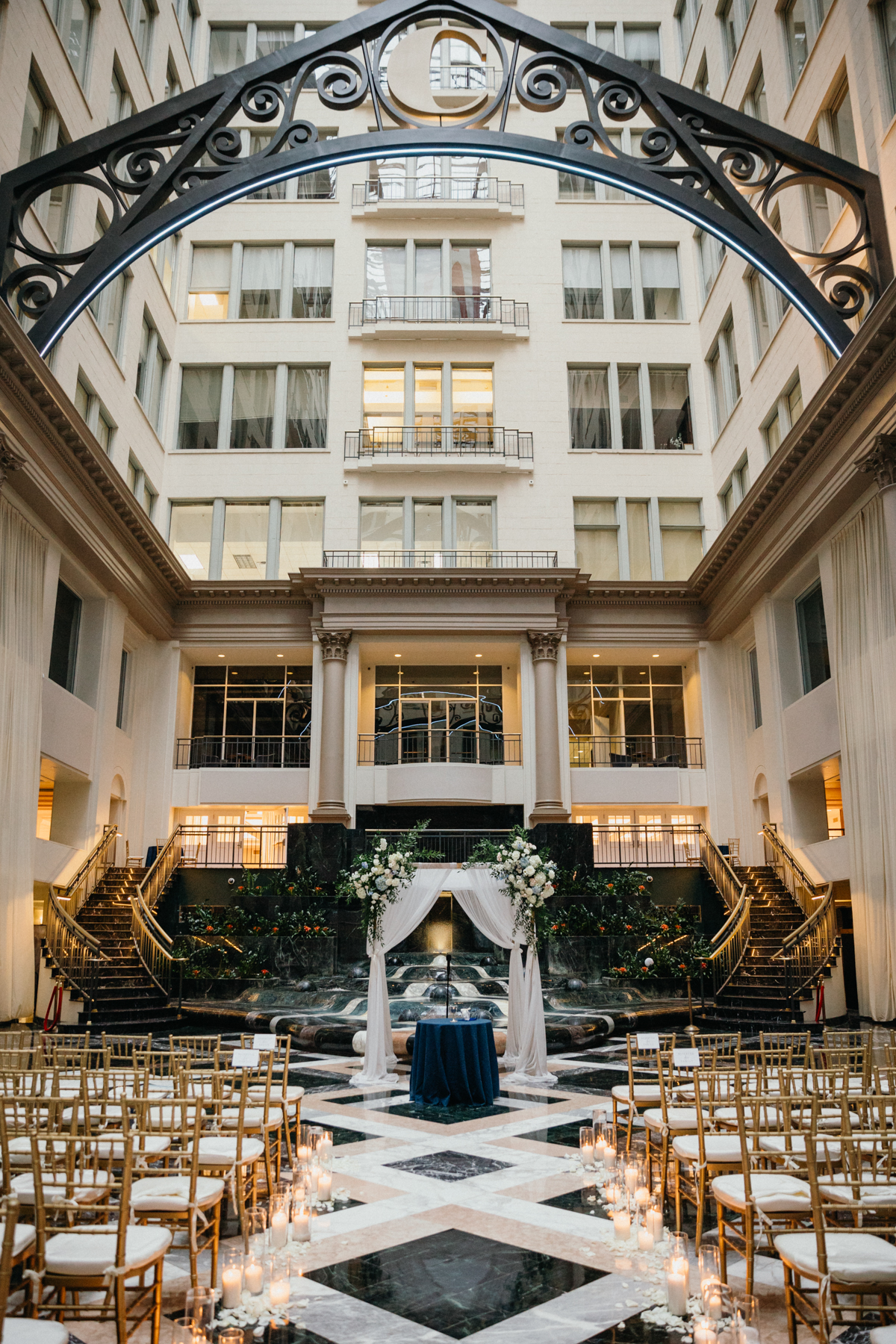 wedding ceremony in curtis atrium