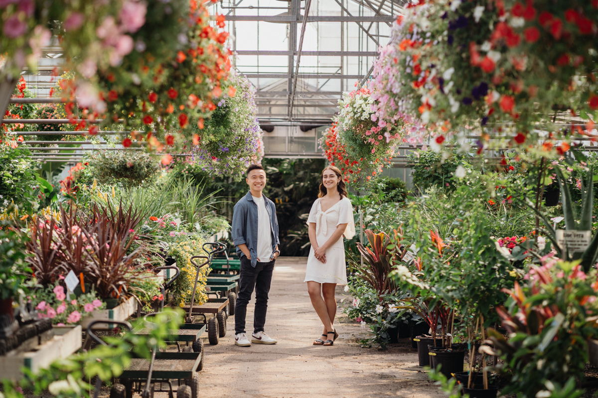 greenhouse engagement session