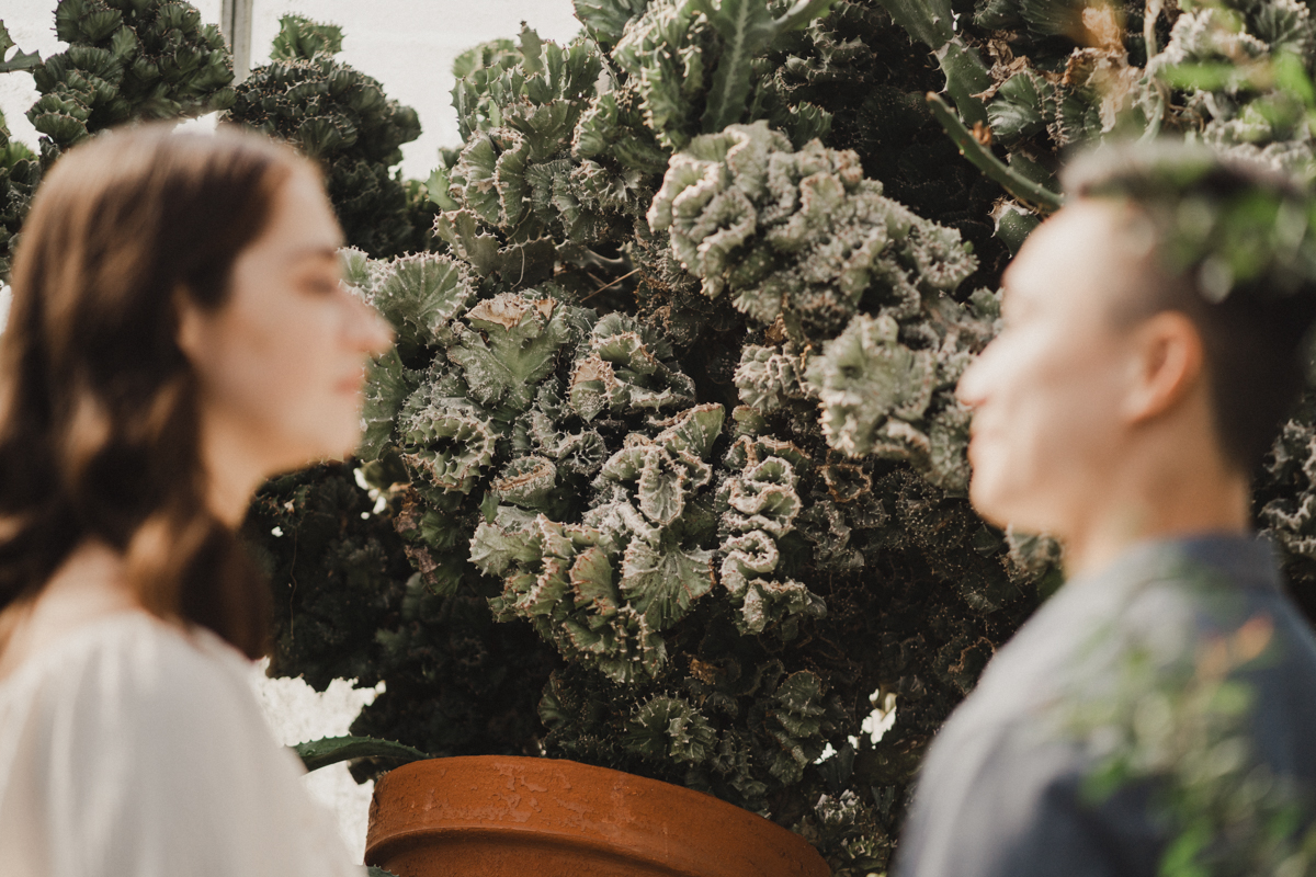 indoor garden engagement photos